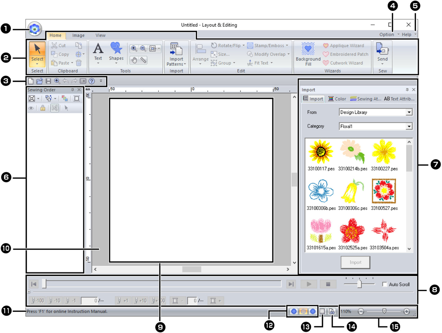 Brother PEDesign II embroidery software with dongle