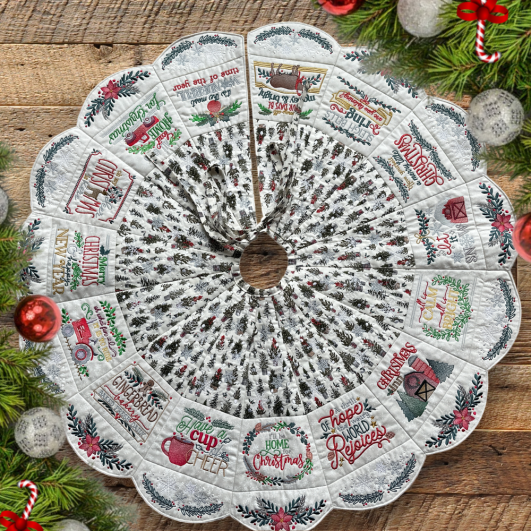 Farmhouse Embroidered Family Heirloom Christmas Tree Skirt