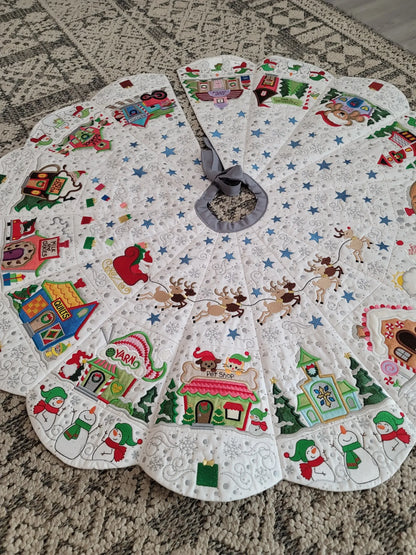 Winter Village Embroidered Family Heirloom Christmas Tree Skirt