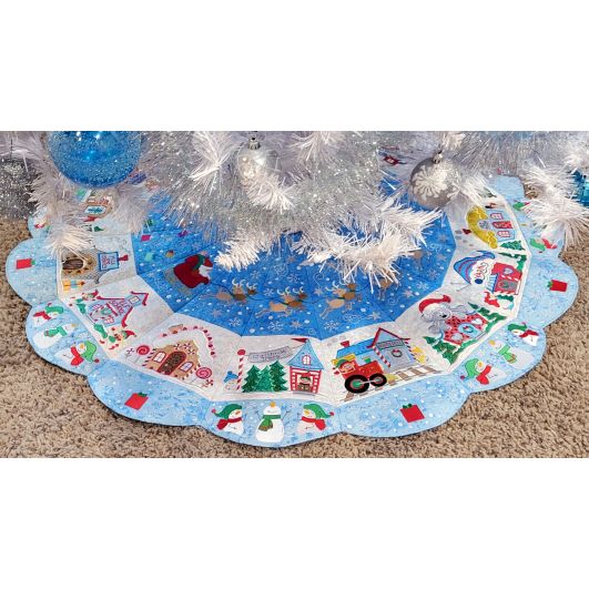 Winter Village Embroidered Family Heirloom Christmas Tree Skirt