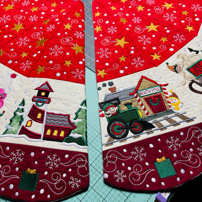 Winter Village Embroidered Family Heirloom Christmas Tree Skirt