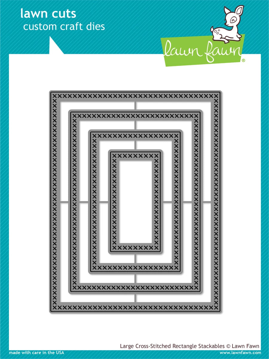 Large Cross Stitched Rectangle  Lawn Cuts Custom Craft Stackables Dies