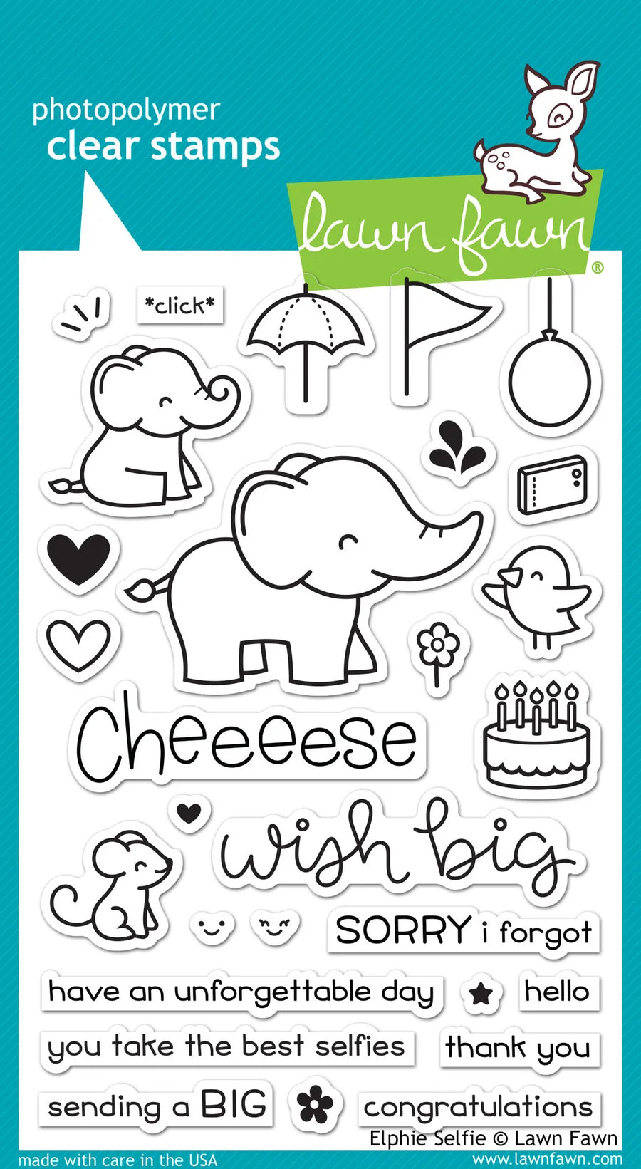 Elphie Selfie  Lawn Fawn Clear Stamps 4"X6"