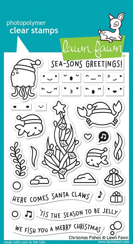 Christmas Fishes Lawn Fawn Clear Stamps 4"X6"