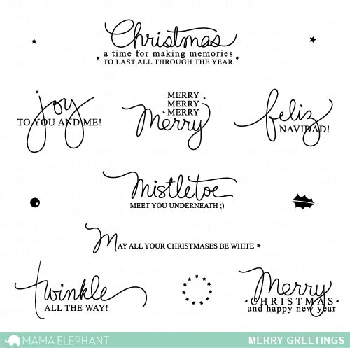 MERRY GREETINGS stamp set