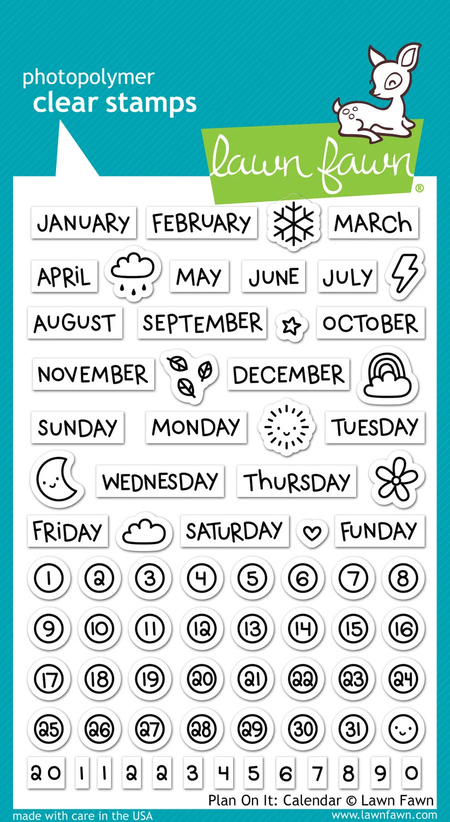 Plan On It: Calendar -  Lawn Fawn Clear Stamps 4"X6"