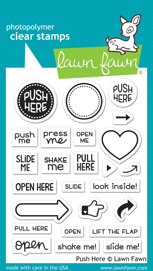 Push Here -  Lawn Fawn Clear Stamps 3"X4"