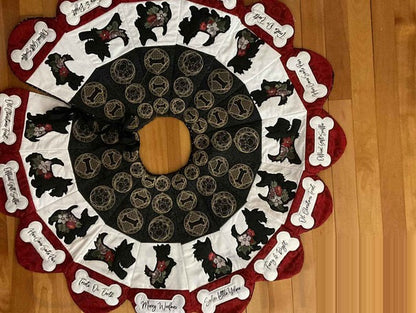 Terrier Embroidered Family Heirloom Christmas Tree Skirt