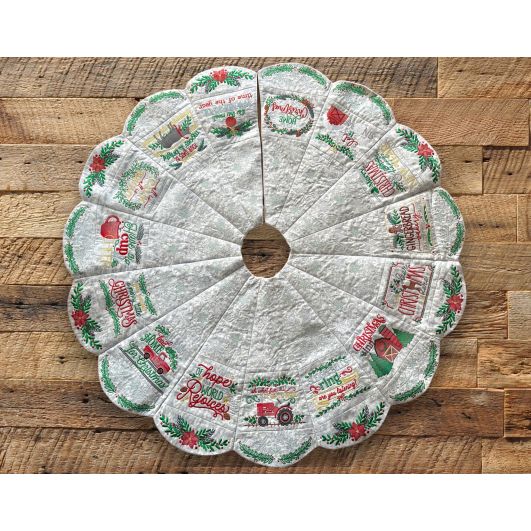 Farmhouse Embroidered Family Heirloom Christmas Tree Skirt