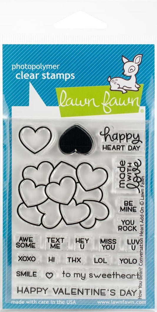 How You Bean?  Hearts Lawn Fawn Clear Stamps 3"X2"