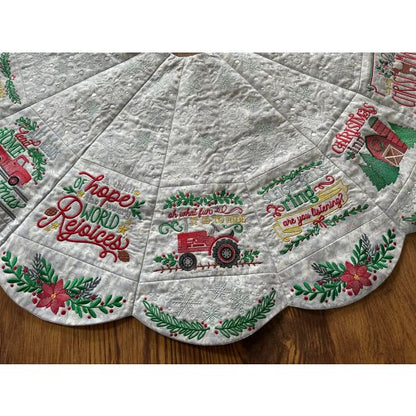 Farmhouse Embroidered Family Heirloom Christmas Tree Skirt