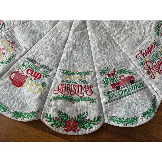 Farmhouse Embroidered Family Heirloom Christmas Tree Skirt