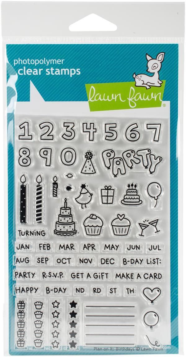 Plan On It: Birthday  Lawn Fawn Clear Stamps 4"X6"